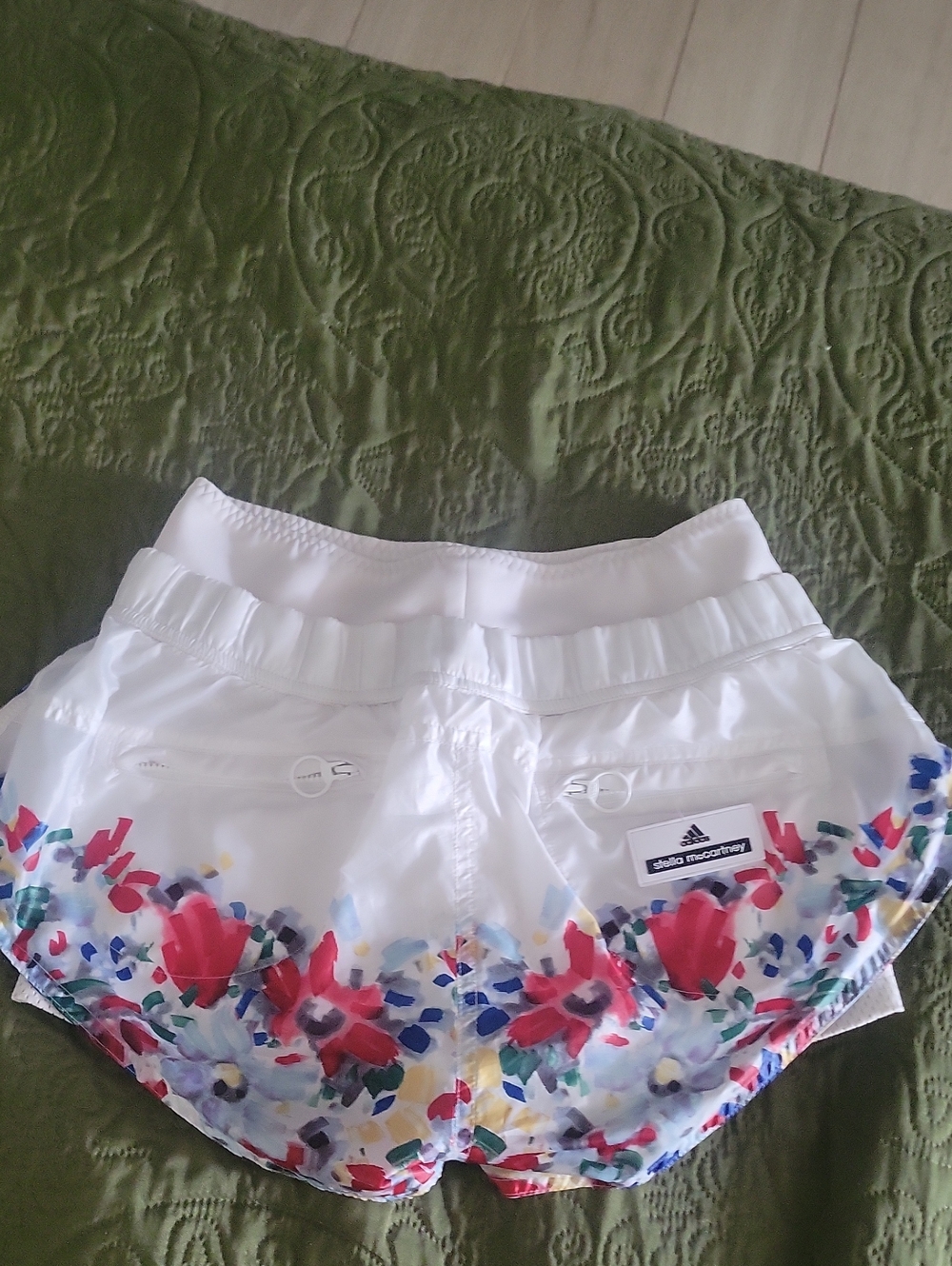 Stella McCartney X Adidas white shorts with multicolor floral hem